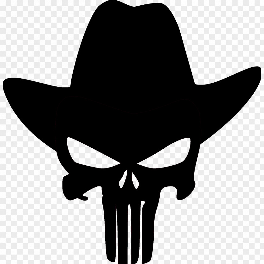 Cowboy Hat Punisher Human Skull Symbolism Stencil PNG