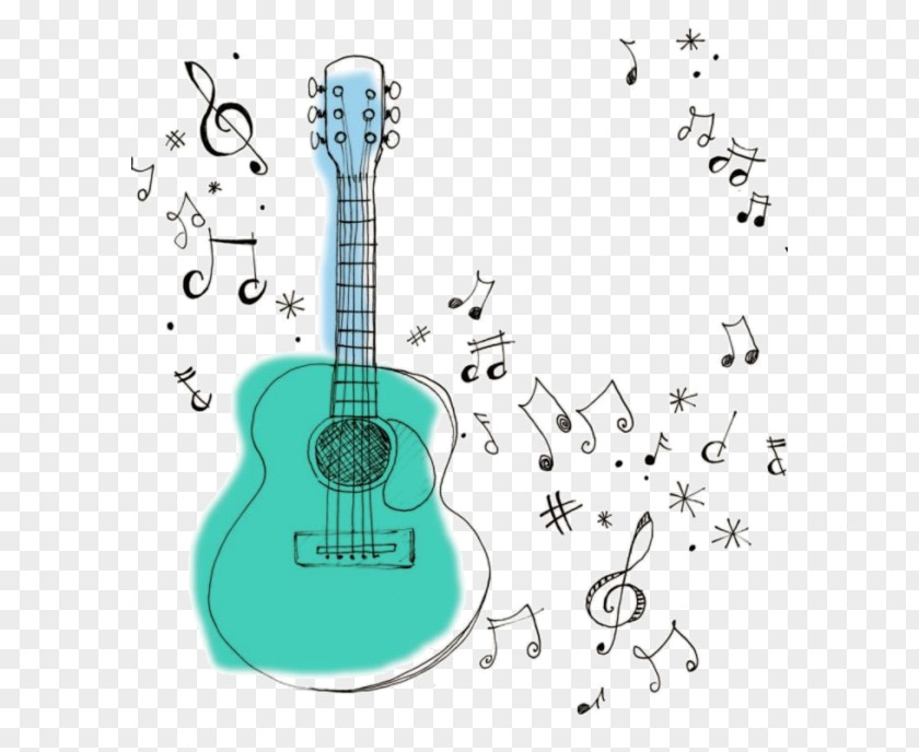 Guitar Acoustic Musical Note Drawing PNG