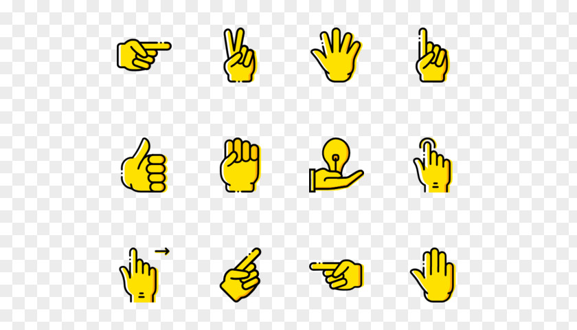 Hand Gesture Smiley Cartoon Line Font PNG