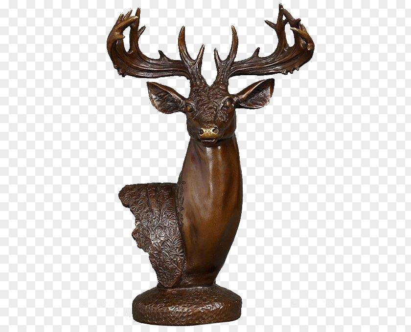 Sika Deer Root Carving Formosan Copper Furniture Wall PNG