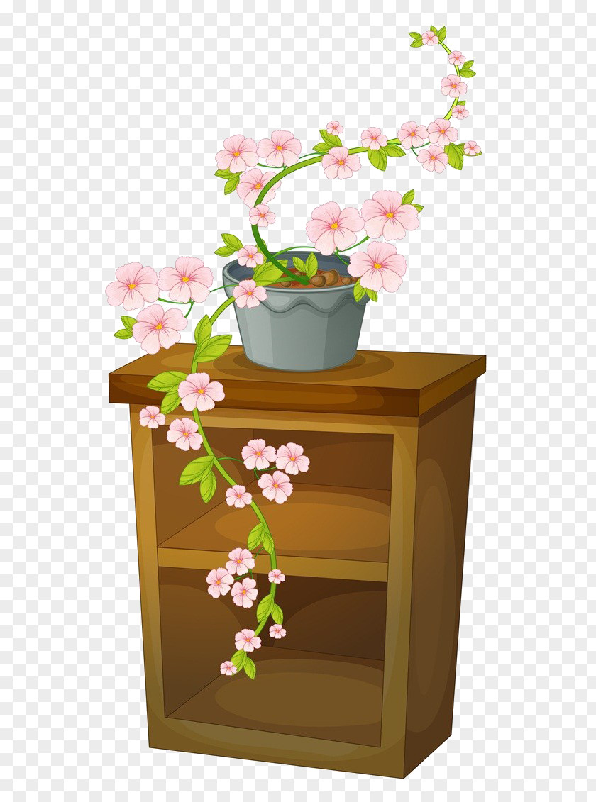 The Flowers On Cartoon Table Euclidean Vector Flower Royalty-free Illustration PNG