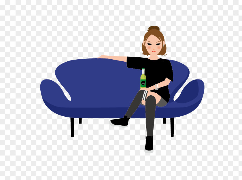 Cartoon Blue Sofa Drawing Couch Silhouette Illustration PNG