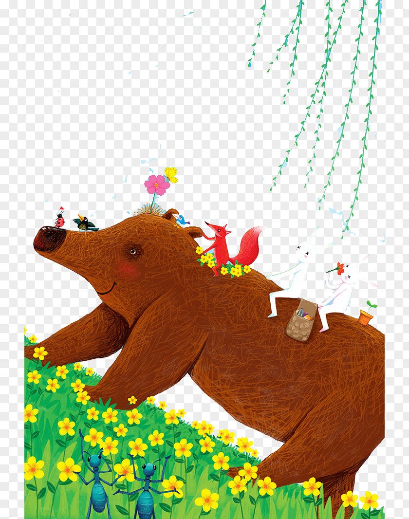 Forest Bear Cartoon Drawing Illustration PNG