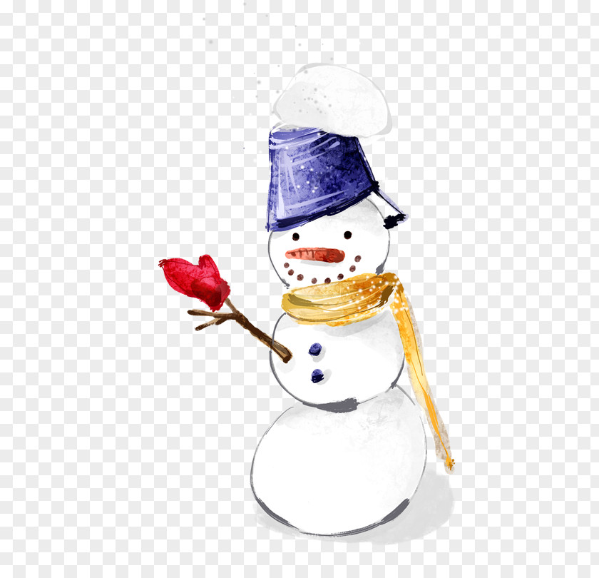 Lovely Hand-painted Snowman Drawing PNG
