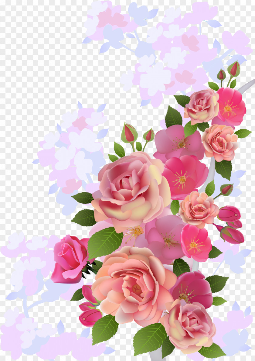 Gouache Rose Wedding Invitation Flower Clip Art PNG