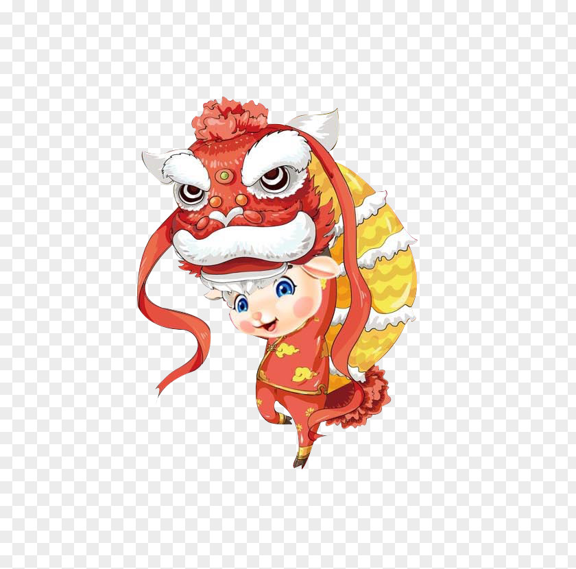 Chinese New Year Dragon Dance Cartoon Lion PNG