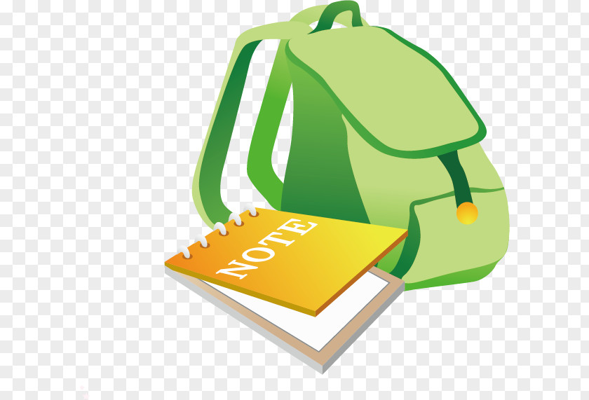 Vector Green Backpack Satchel Cartoon PNG