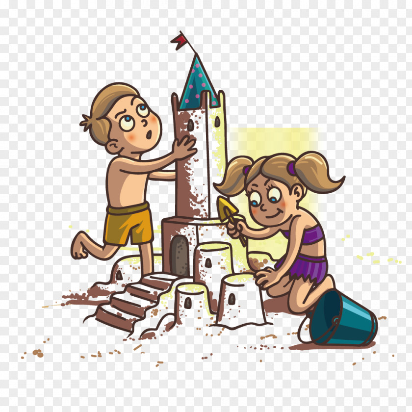 Beach Sand Castle For Children Child Art And Play Illustration PNG