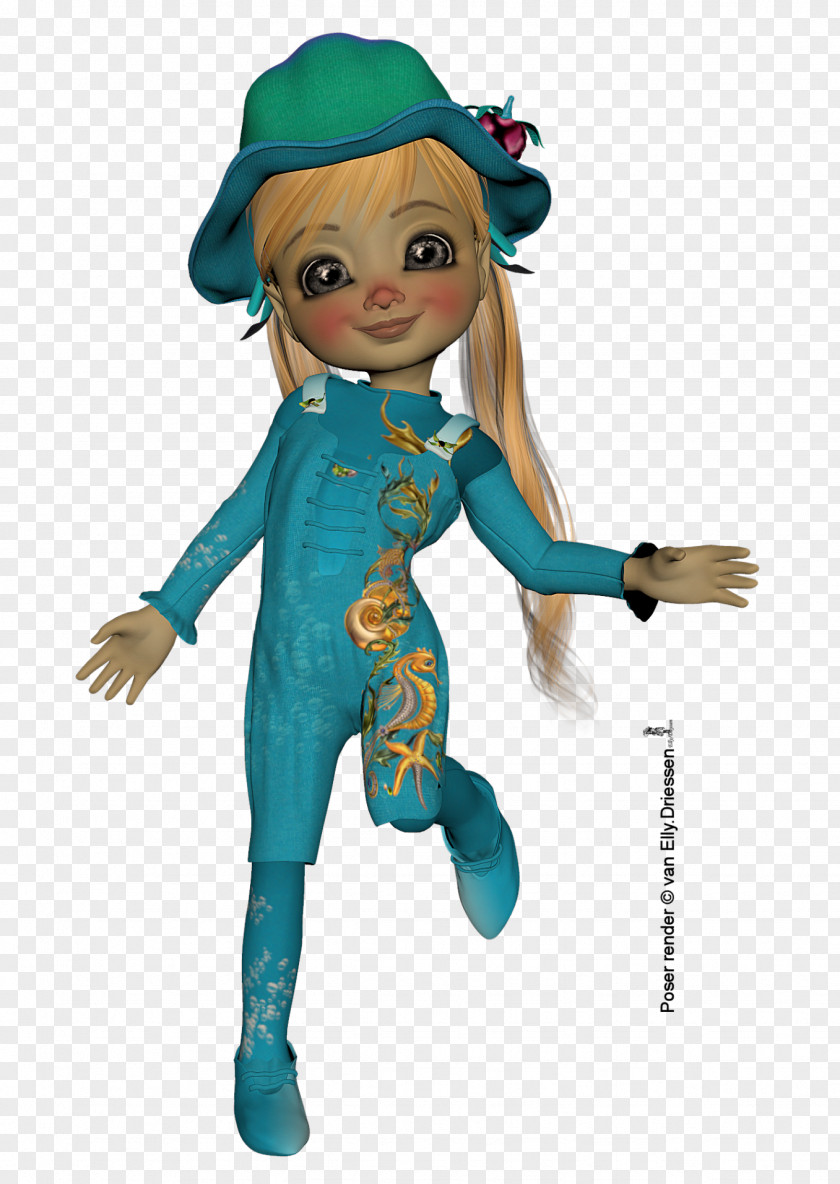 Doll Mascot Figurine Teal PNG