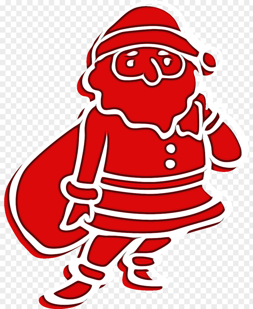 Sticker Line Art Santa Claus PNG