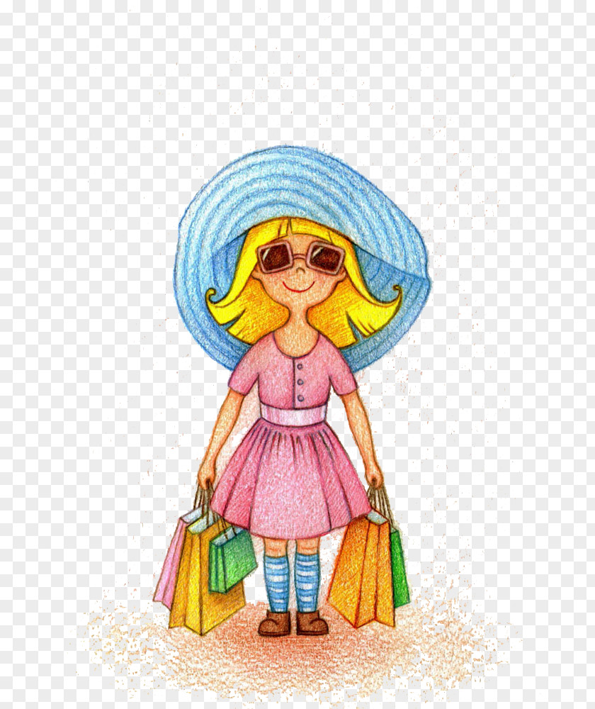 Shopping Woman Cartoon Child Painting Illustration PNG