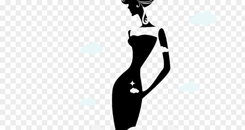Silhouette Woman Black And White Drawing PNG