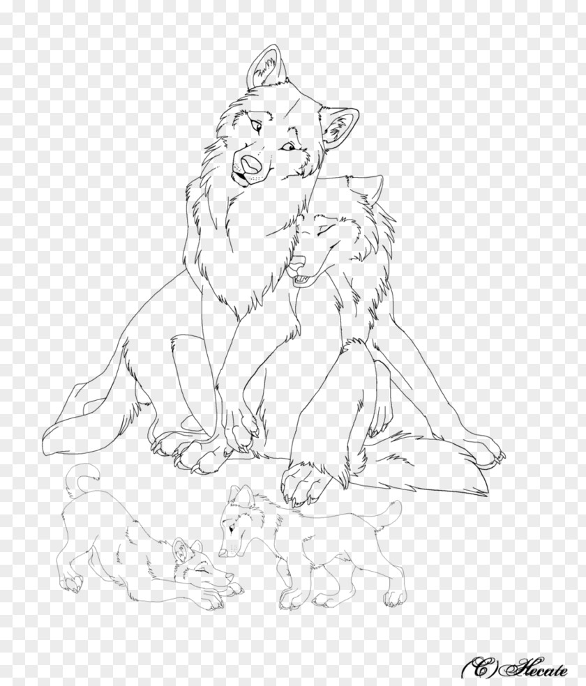 Sad Fish Carnivora Gray Wolf Line Art Sketch PNG