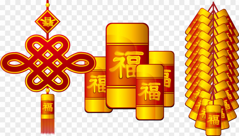 Chinese New Year Firecrackers Knot Vector Tangyuan Firecracker PNG