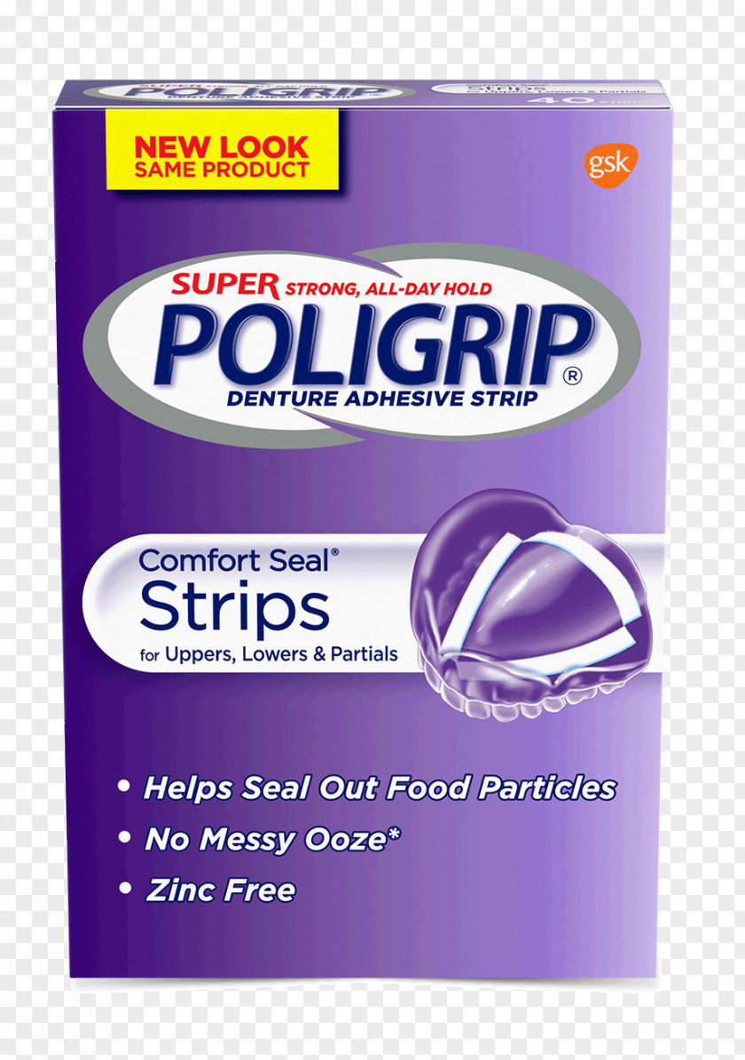 Two Adhesive Strips Dentures Brand GlaxoSmithKline Walmart PNG