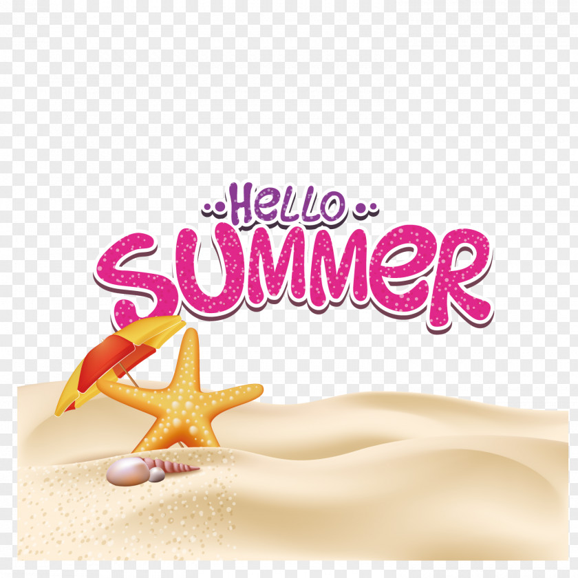 Umbrella Starfish Summer Poster Illustration PNG