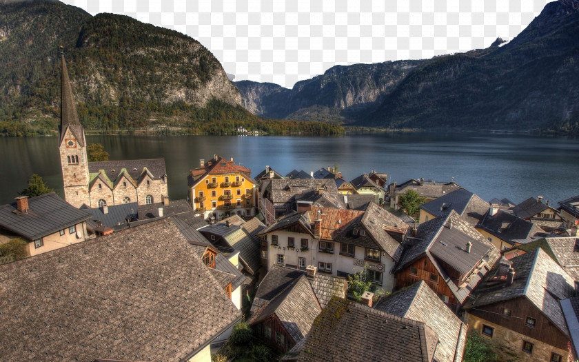 Austria Hallstatt Town Nine Germany Lake Wallpaper PNG