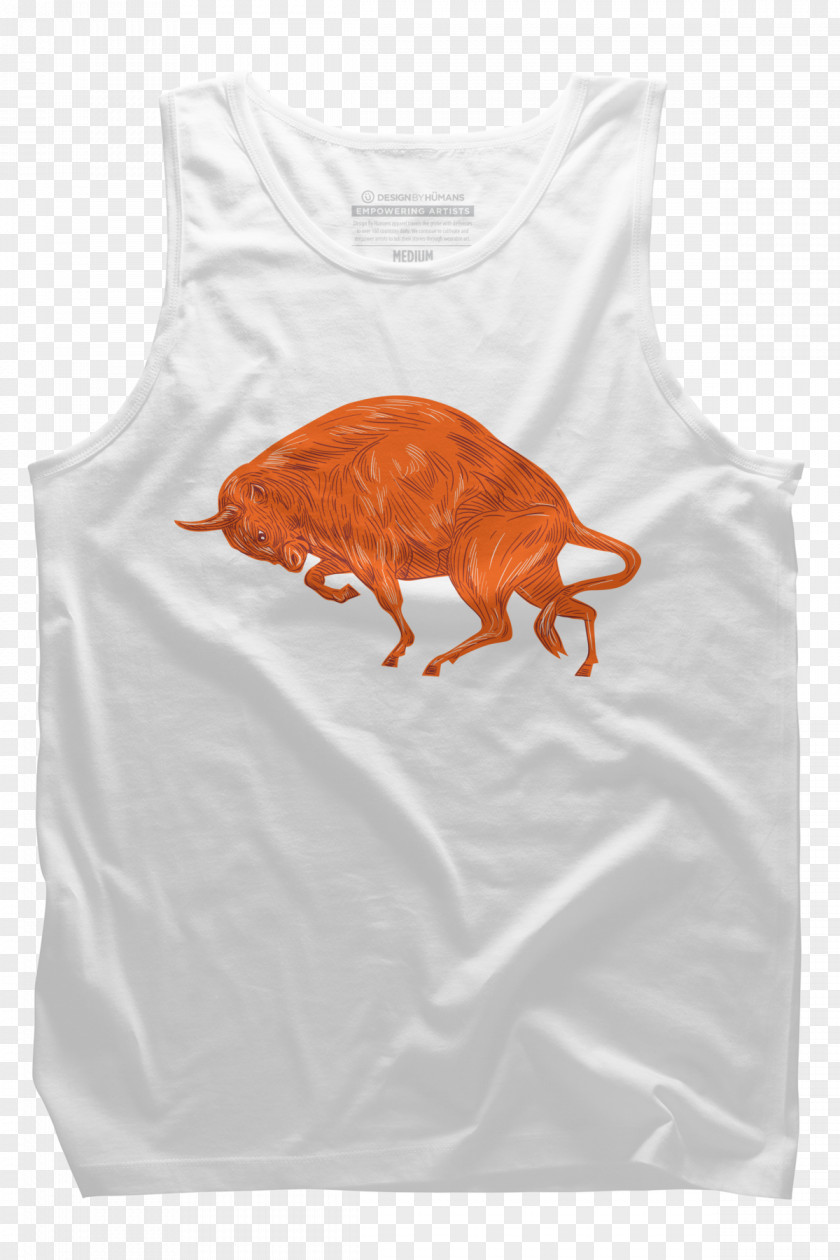 Bison Meat T-shirt Top Gray Wolf Drawing PNG
