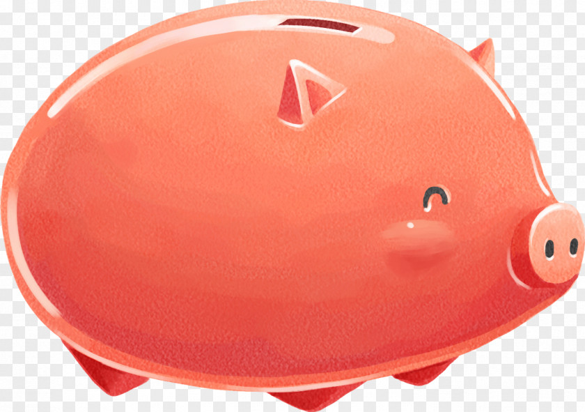 Red Hand-painted Piggy Bank Designer PNG