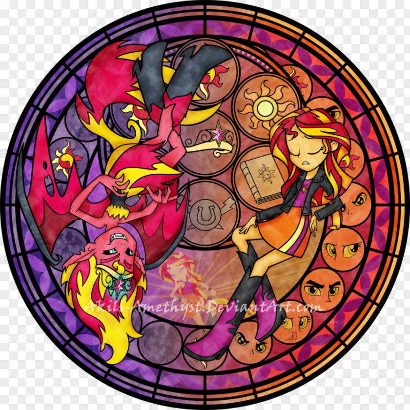 Stained Glass Sunset Shimmer Pony Rainbow Dash Pinkie Pie Equestria PNG