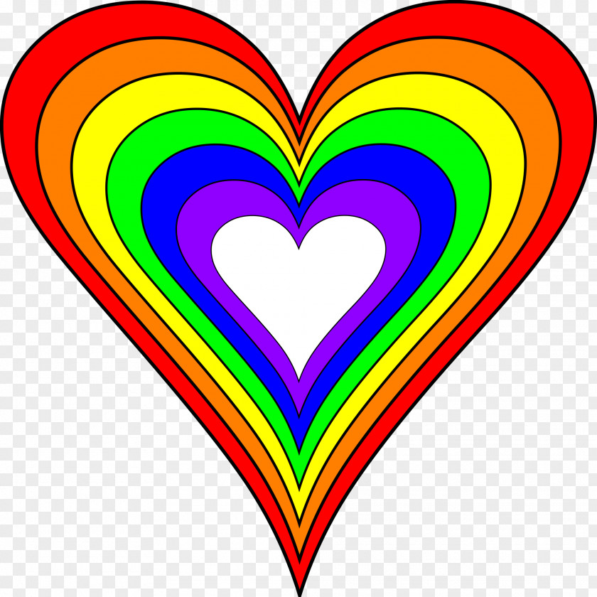 Rainbow Color Heart PNG