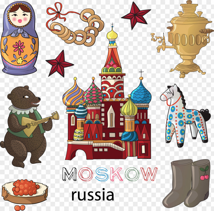 Vector Hand-drawn Cartoon Style Russia Moscow Euclidean Sticker Icon PNG