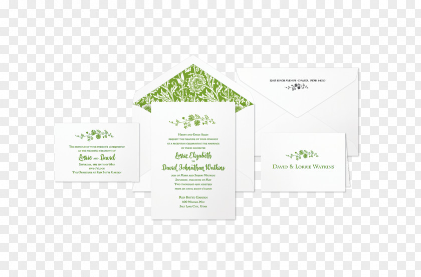 Fancy Wedding Invitation With Bow Green Brand Font PNG