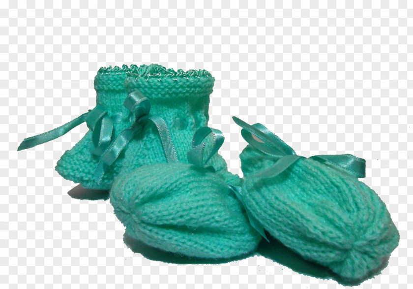 Geometric Pattern Wool Crochet Turquoise Shoe PNG