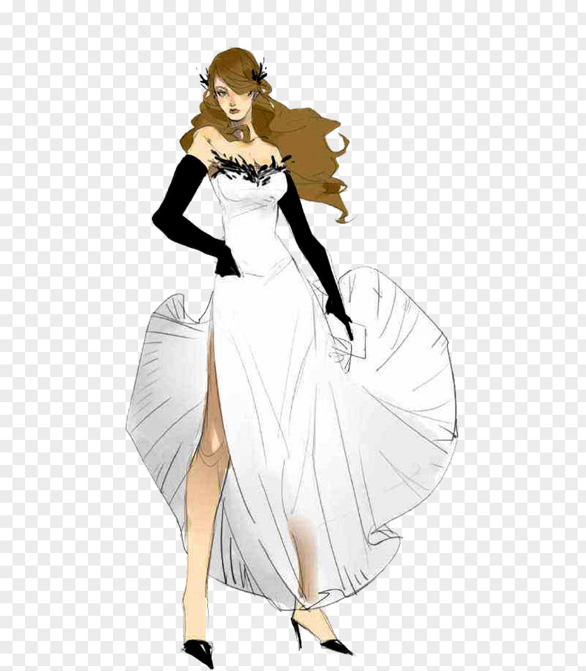 Dress White Skirt Designer PNG Designer, Sexy white dress beauty clipart PNG