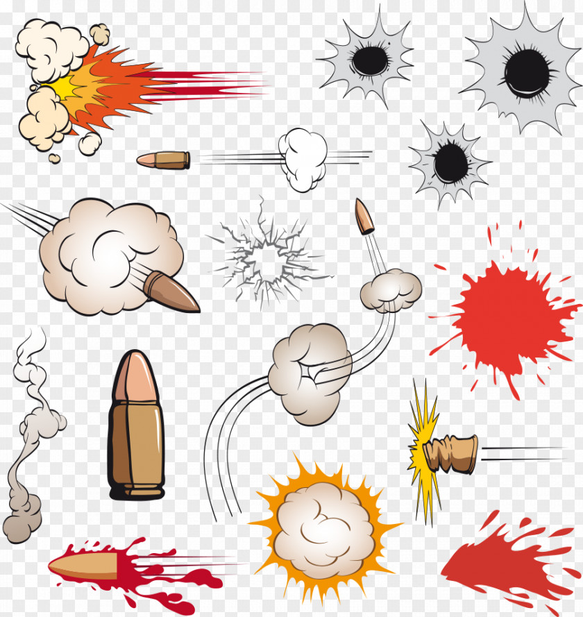 Vector Bullet Explosion Cartoon Firearm Clip Art PNG