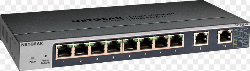 10 Gigabit Ethernet Network Switch Netgear 8 Portgigabit Managed GS110EMX-100NAS PNG