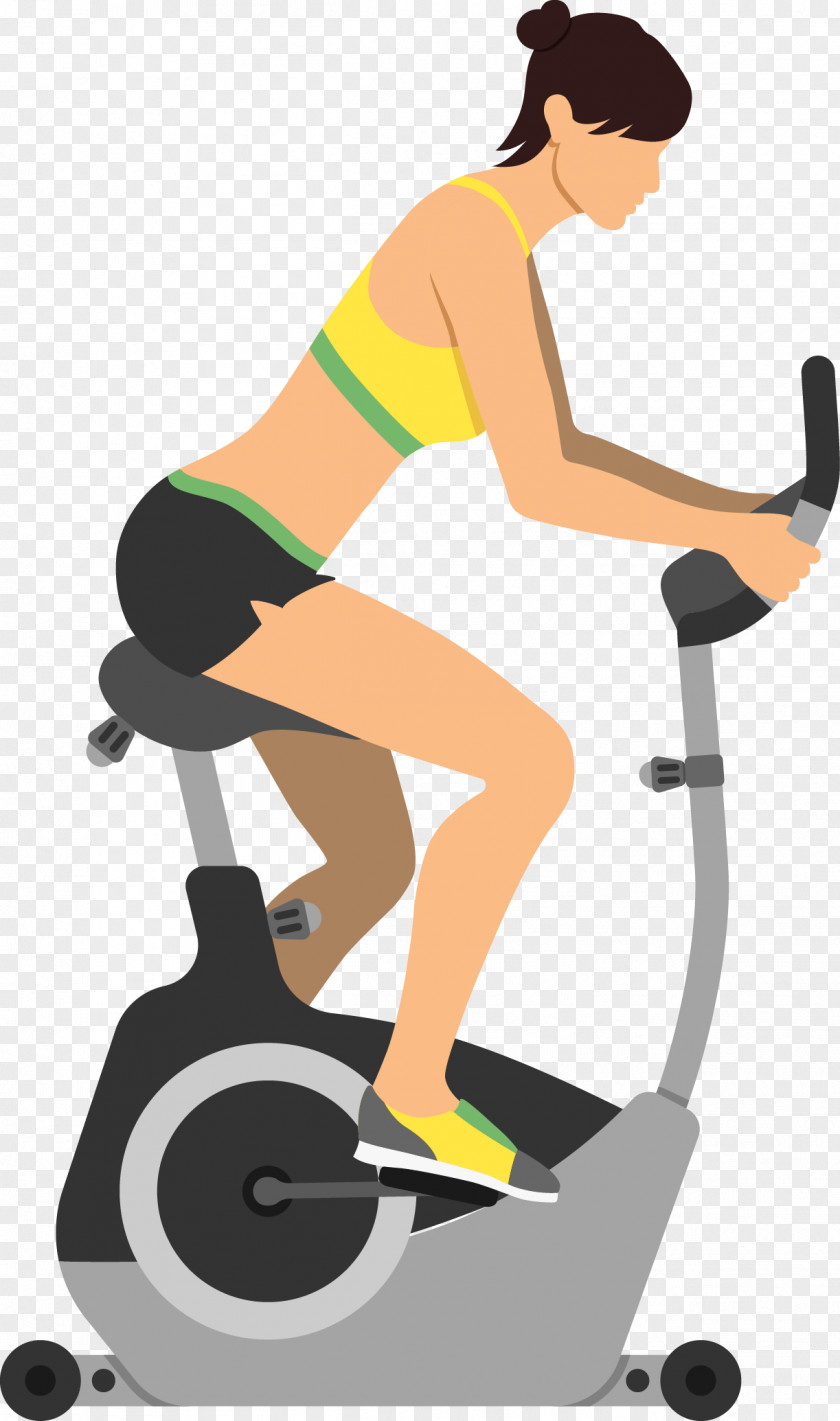 Women's Exercise Bike Vector Material Stationary Bicycle Physical Bodybuilding Treadmill PNG