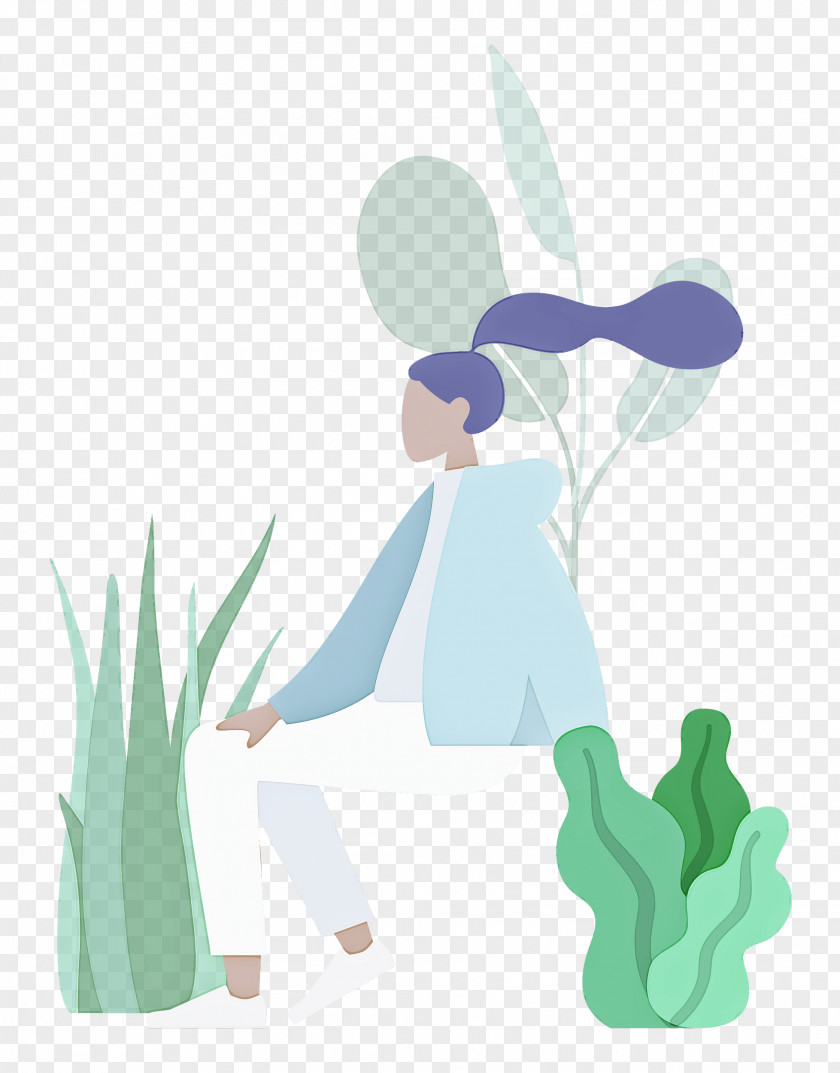 Resting Girl Plant PNG