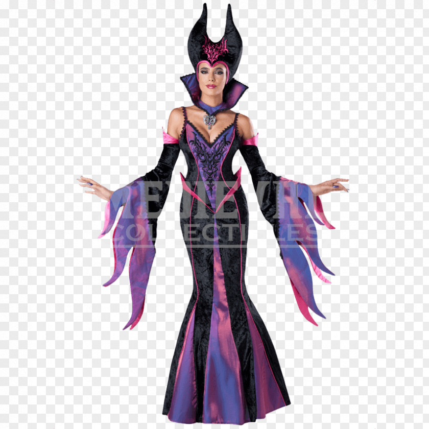 Sorceress Maleficent Costume Party Halloween Dress PNG