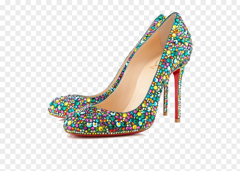 The New Green Sequined High Heels Court Shoe High-heeled Footwear Peep-toe Rhinestone PNG