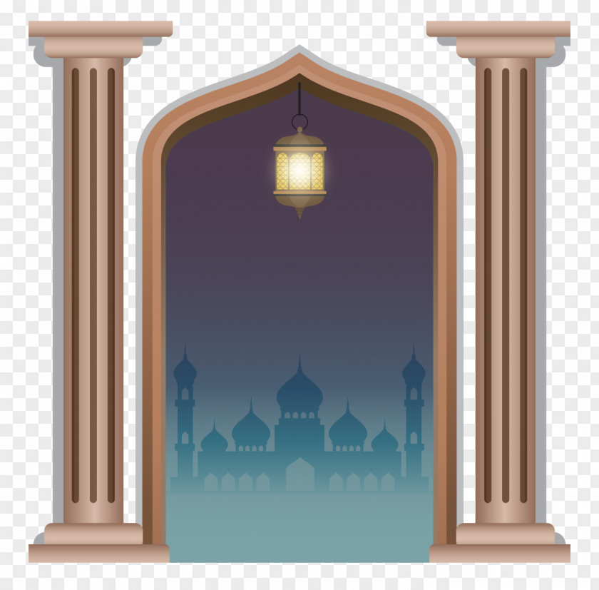 Vector Hand-painted European-style Column Arch Euclidean PNG