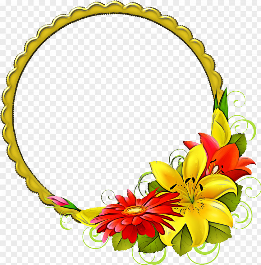 Lily Round Frame Floral PNG