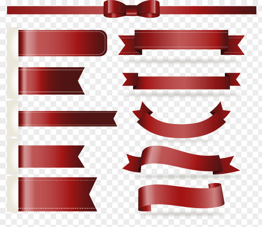 11 Models With Red Ribbon Design Vector PNG