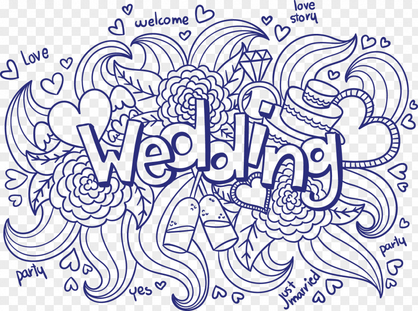 Hand-painted Wedding Invitation Ornament Euclidean Vector PNG