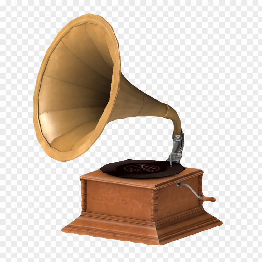 Brass Horn Gramophone Phonograph Copper PNG