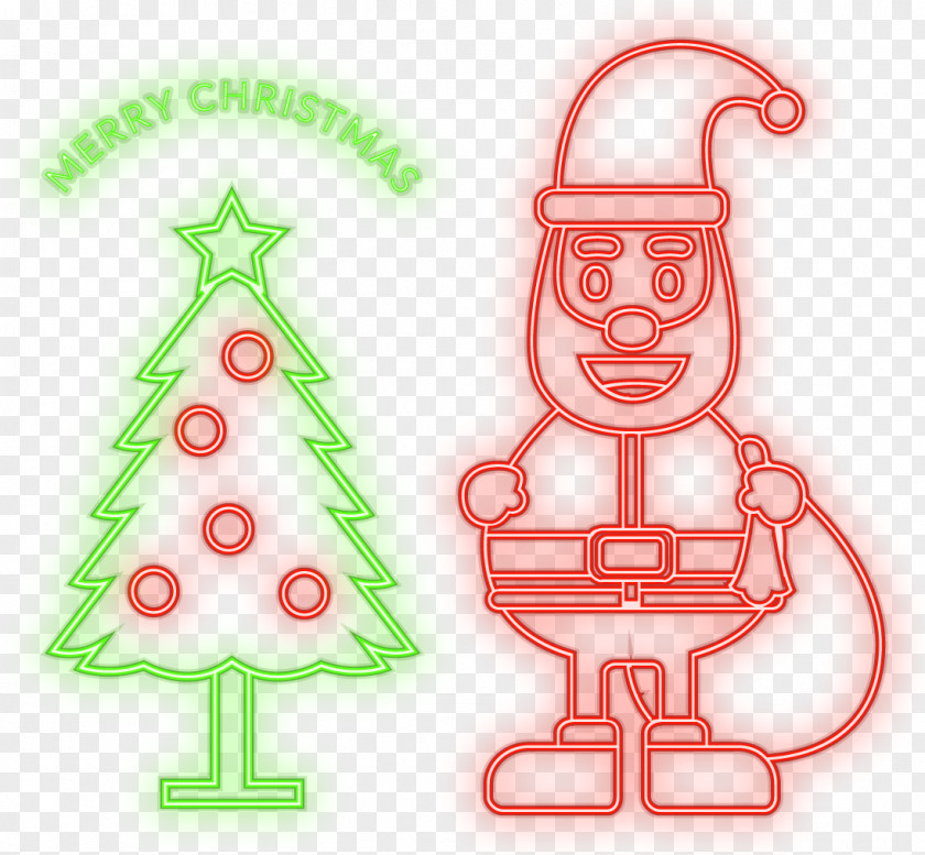 Vector Neon Christmas Tree Santa Claus Euclidean PNG