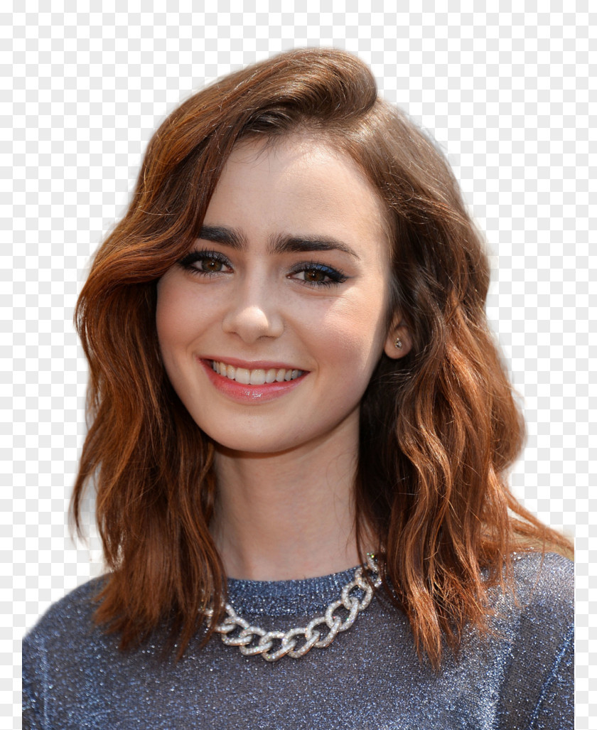 Actor Lily Collins Hairstyle Lob Bob Cut PNG