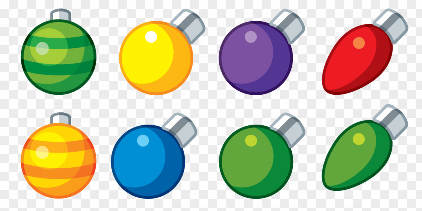 Color Cartoon Light Bulb Christmas Lamp Clip Art PNG