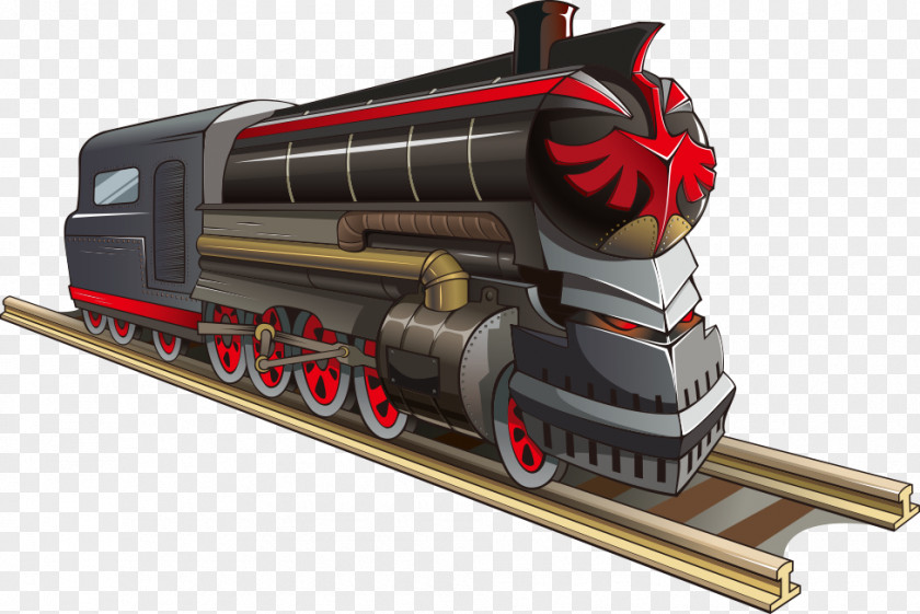 Vector Train Rail Transport Steam Locomotive Track PNG