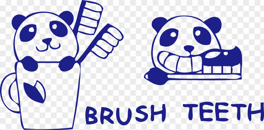 Brushing Toothbrush Cup Cute Cartoon Panda Paper Brush Wall Decal Sticker PNG