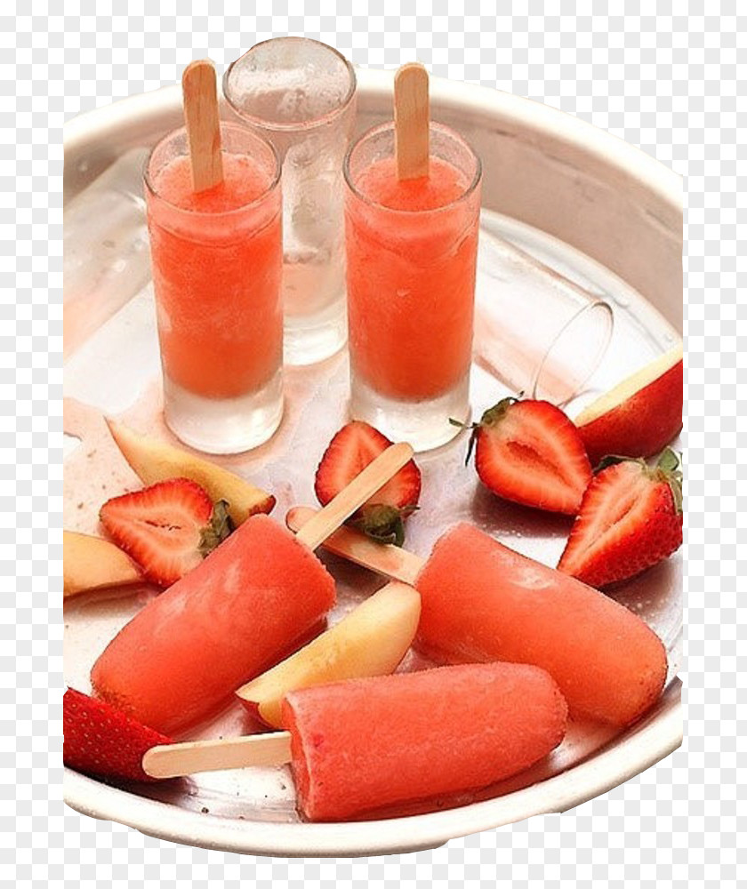 Homemade Strawberry Popsicle Ice Cream Cocktail Fizz Vodka Soft Drink PNG