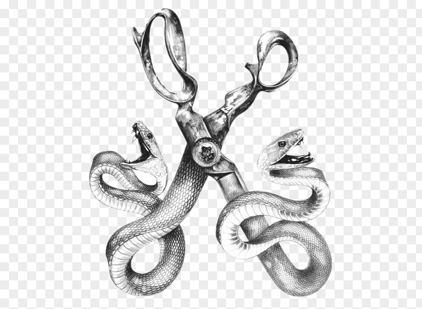 Scissors And Snake Visual Arts Surrealism Drawing Illustration PNG