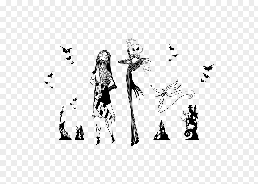 Jack And Sally Skellington Black White The Nightmare Before Christmas: Pumpkin King Oogie Boogie Art PNG