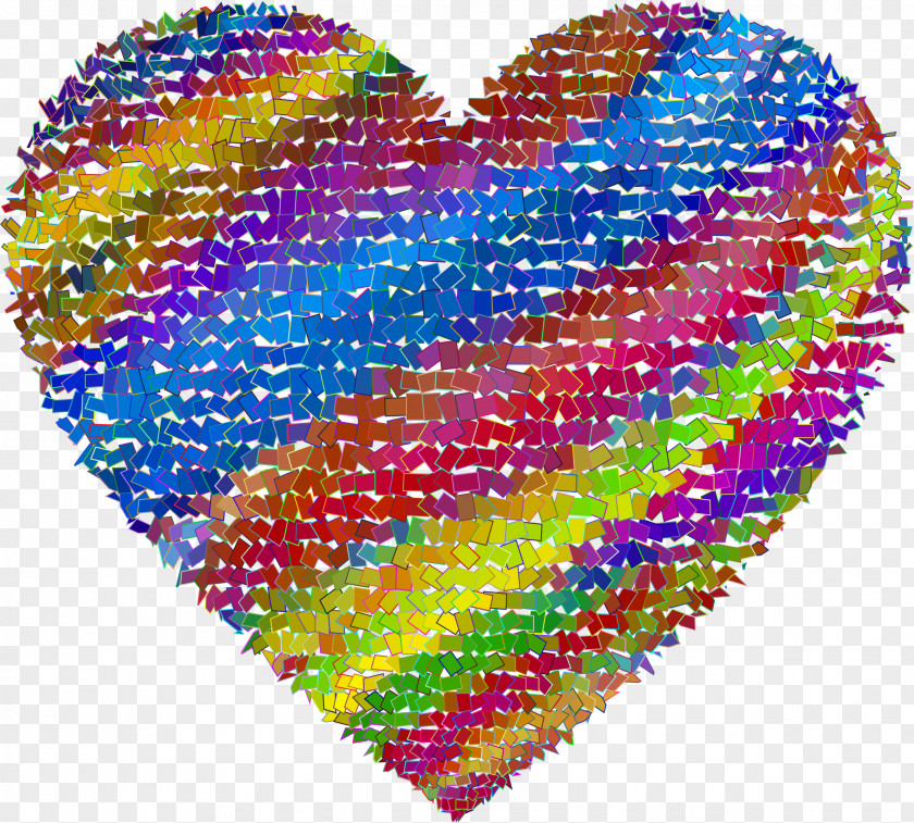 Mosaic Heart Romance Film Sticker PNG