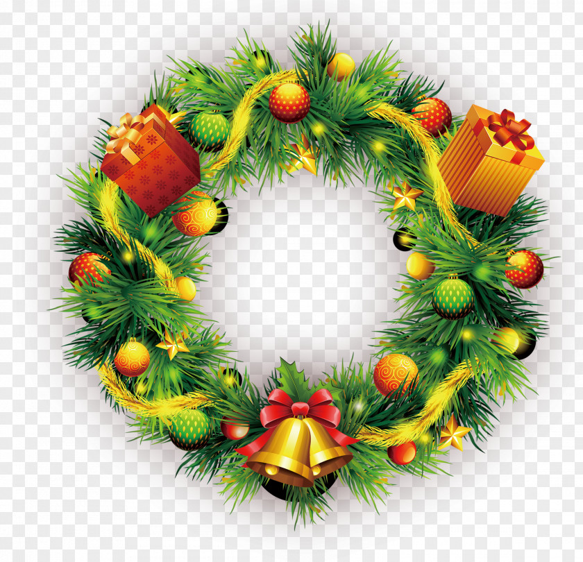 New Year Christmas Wreath Decoration Clip Art PNG